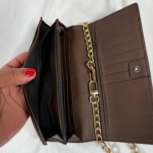 GUCCI Y2K Brown Continental Wallet Imprint Pattern - Picture 7 of 15